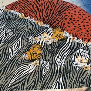 TIGERS & TIGER LILLIES Oversized Italian Scarf Wrap Paréo 42 x 62 VINTAGE
